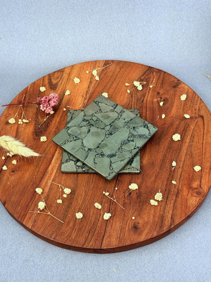 braun HOMES Natural Stone Square Coasters, Set of 2, Drink Coasters for Home and Office - front view (39)