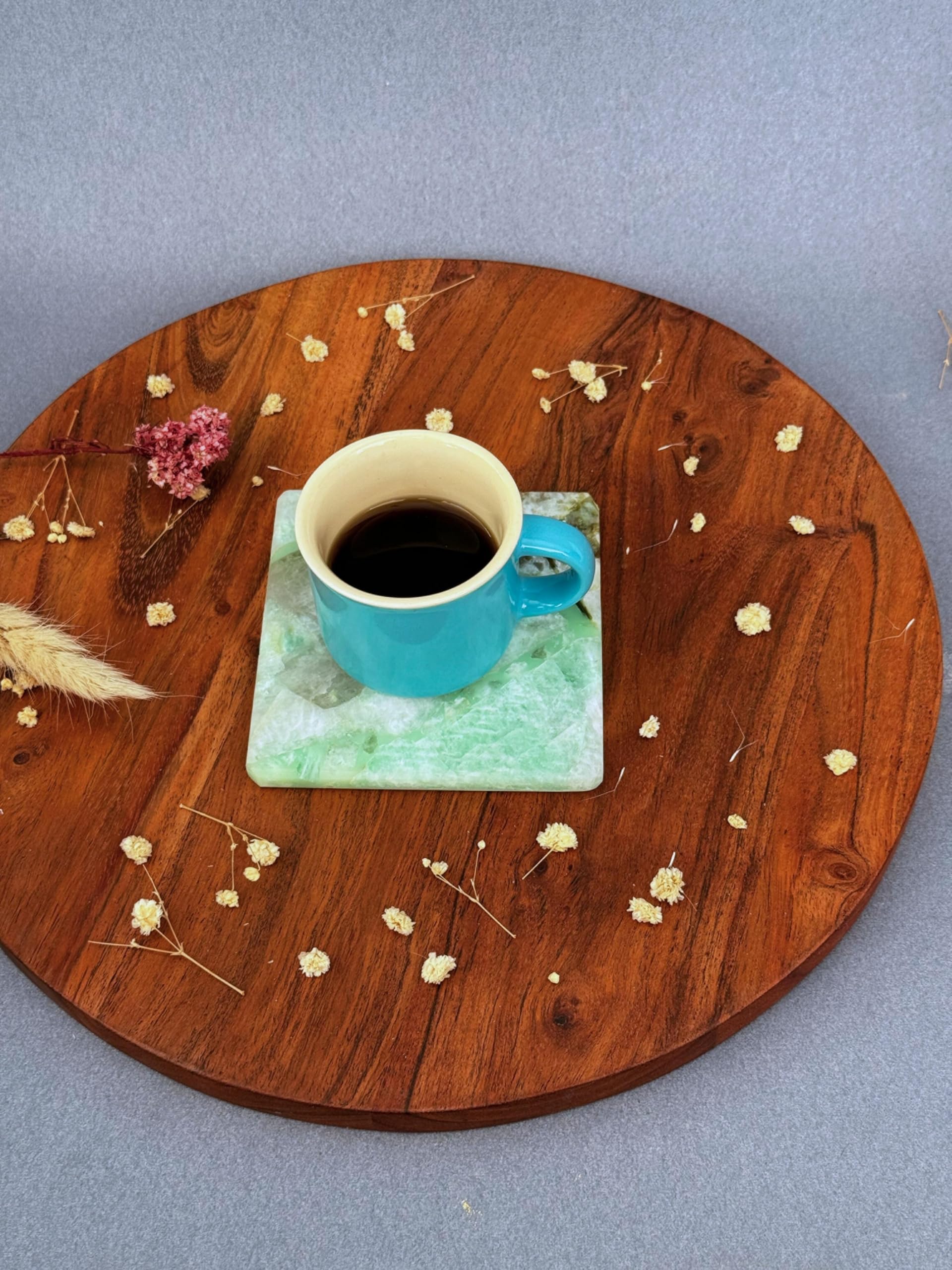braun HOMES Natural Stone Square Coasters, Set of 2, Drink Coasters for Home and Office - back view