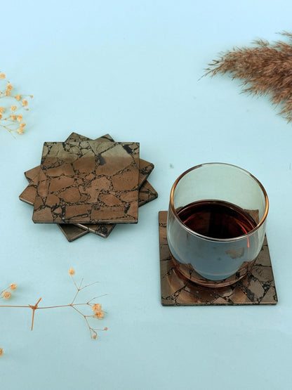 braun HOMES Natural Stone Square Coasters, Set of 2, Drink Coasters for Home and Office - close-up detail (44)