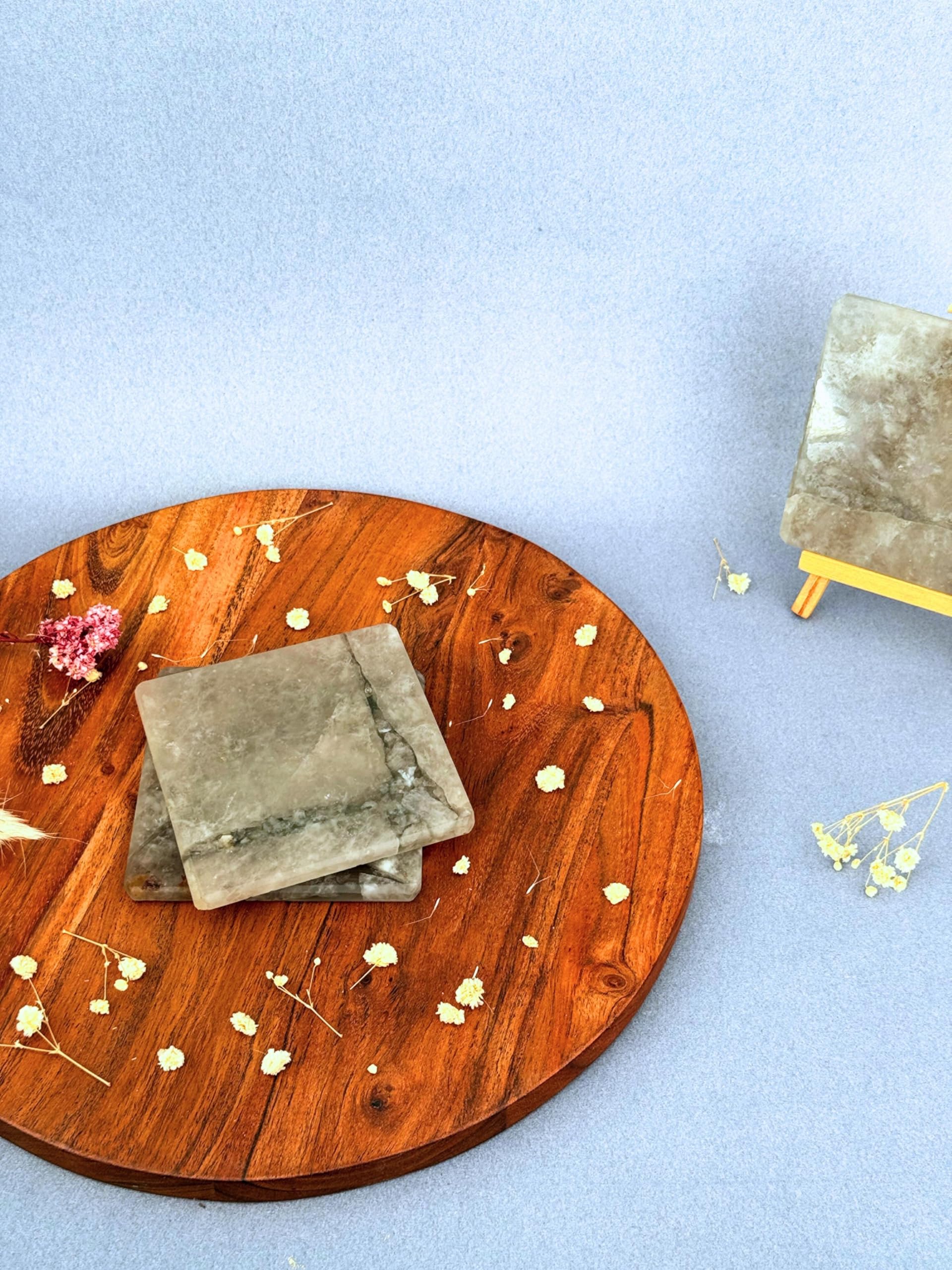 braun HOMES Natural Stone Square Coasters, Set of 2, Drink Coasters for Home and Office (52)