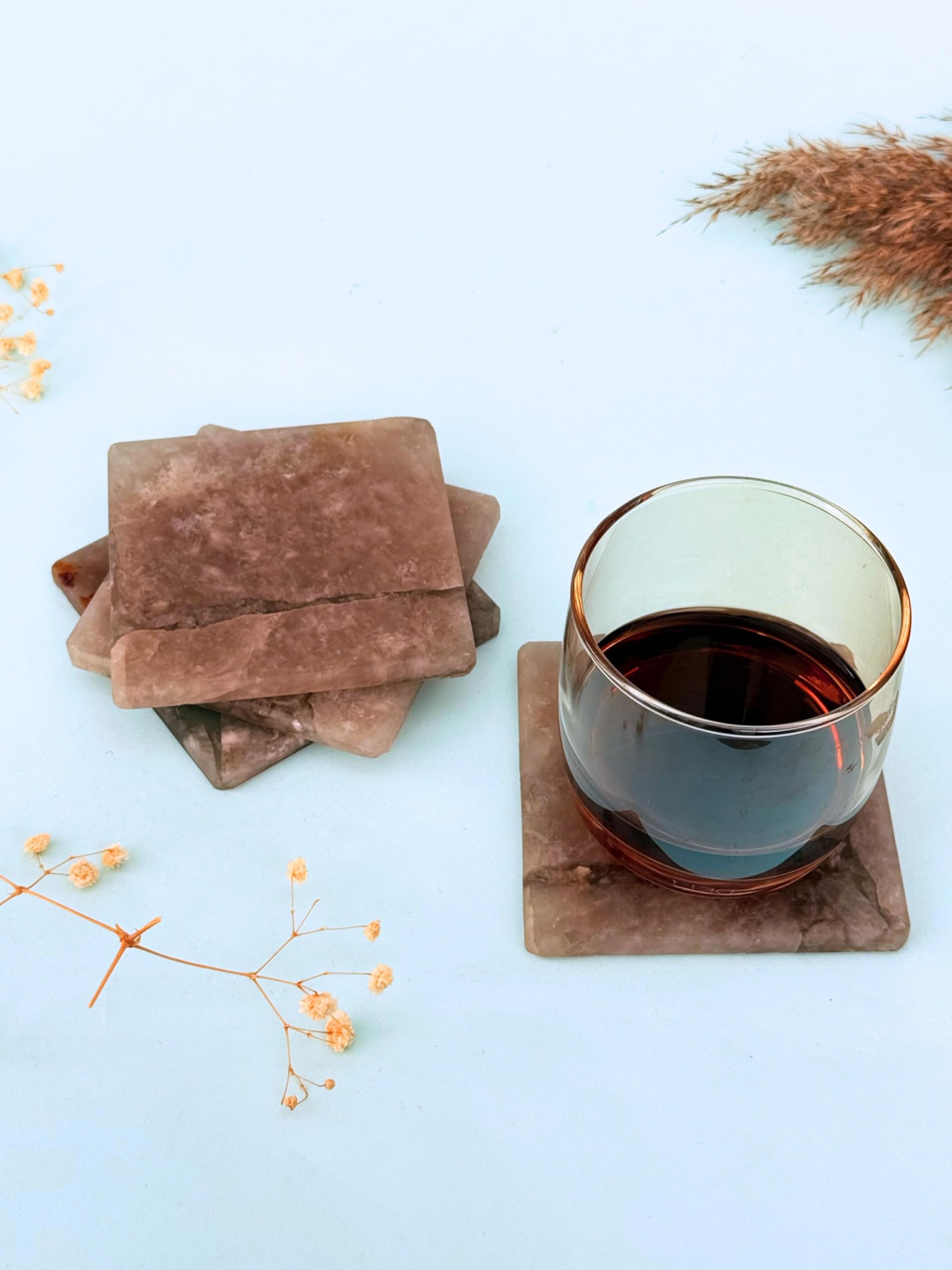 braun HOMES Natural Stone Square Coasters, Set of 2, Drink Coasters for Home and Office - ingredients panel (57)