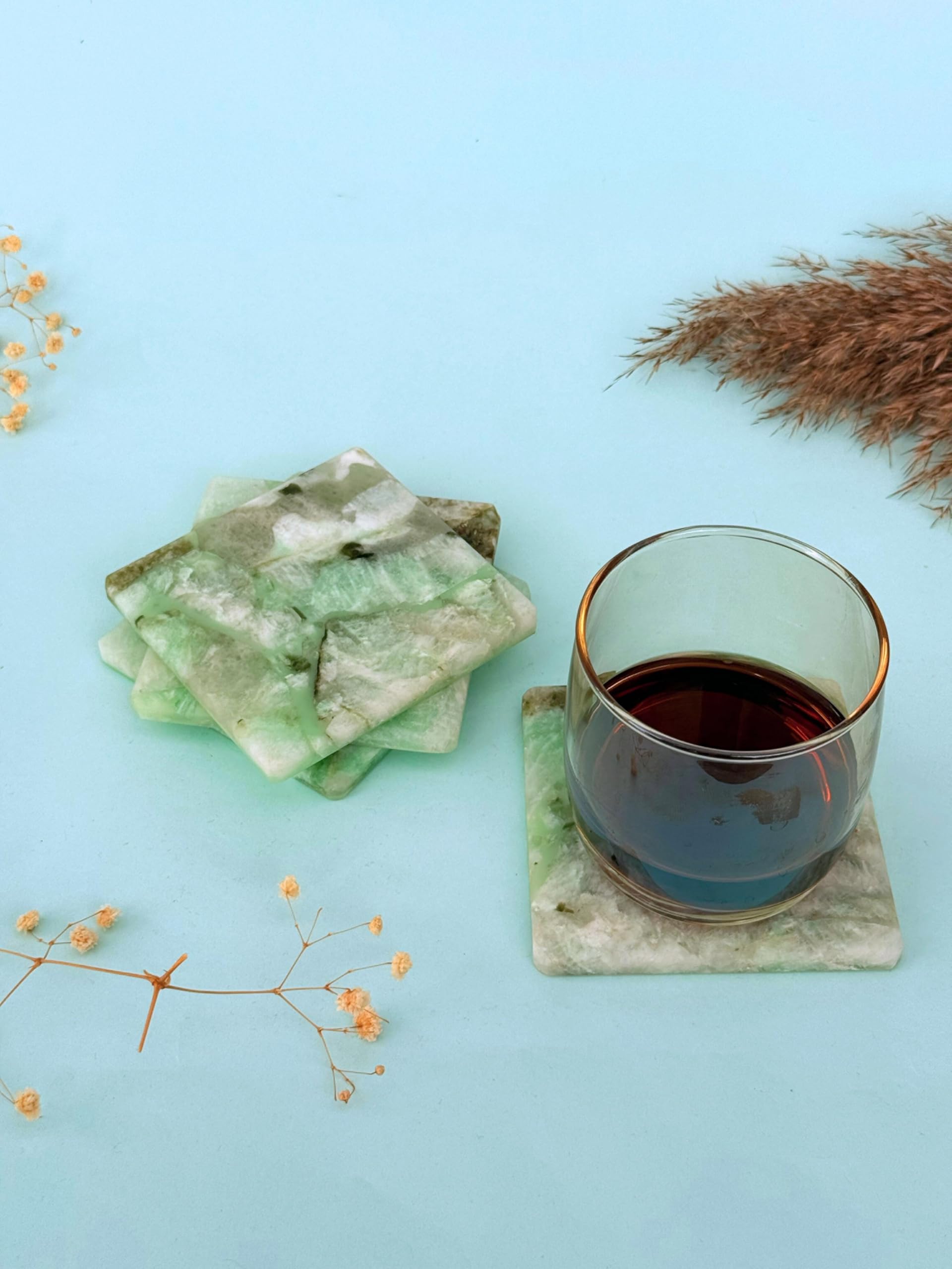 braun HOMES Natural Stone Square Coasters, Set of 2, Drink Coasters for Home and Office - label detail