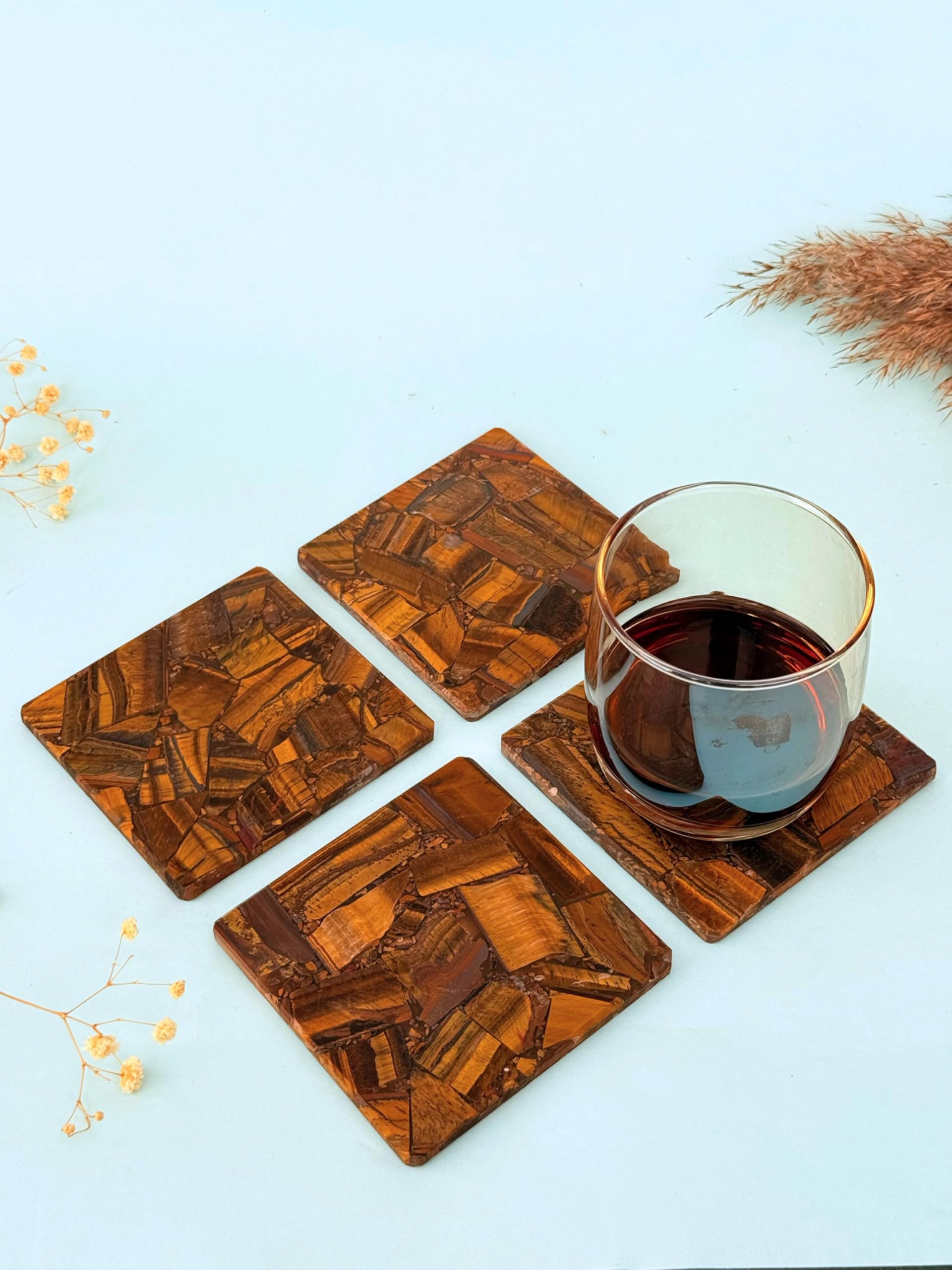 braun HOMES Natural Stone Square Coasters, Set of 2, Drink Coasters for Home and Office - packaging (69)