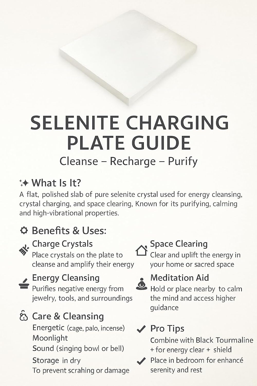 braun HOMES Selenite Charging Plate, 3 Inch, Natural Stone, Crystal Cleansing & Meditation Plate - in use