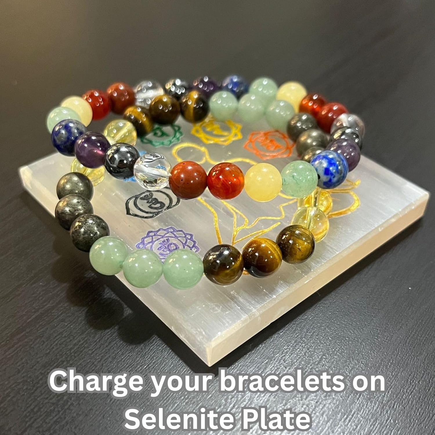 braun HOMES Selenite Charging Plate, 3 Inch, Natural Stone, Crystal Cleansing & Meditation Plate - back view (13)