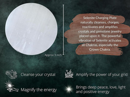 braun HOMES Selenite Charging Plate, 3 Inch, Natural Stone, Crystal Cleansing & Meditation Plate - close-up detail (23)