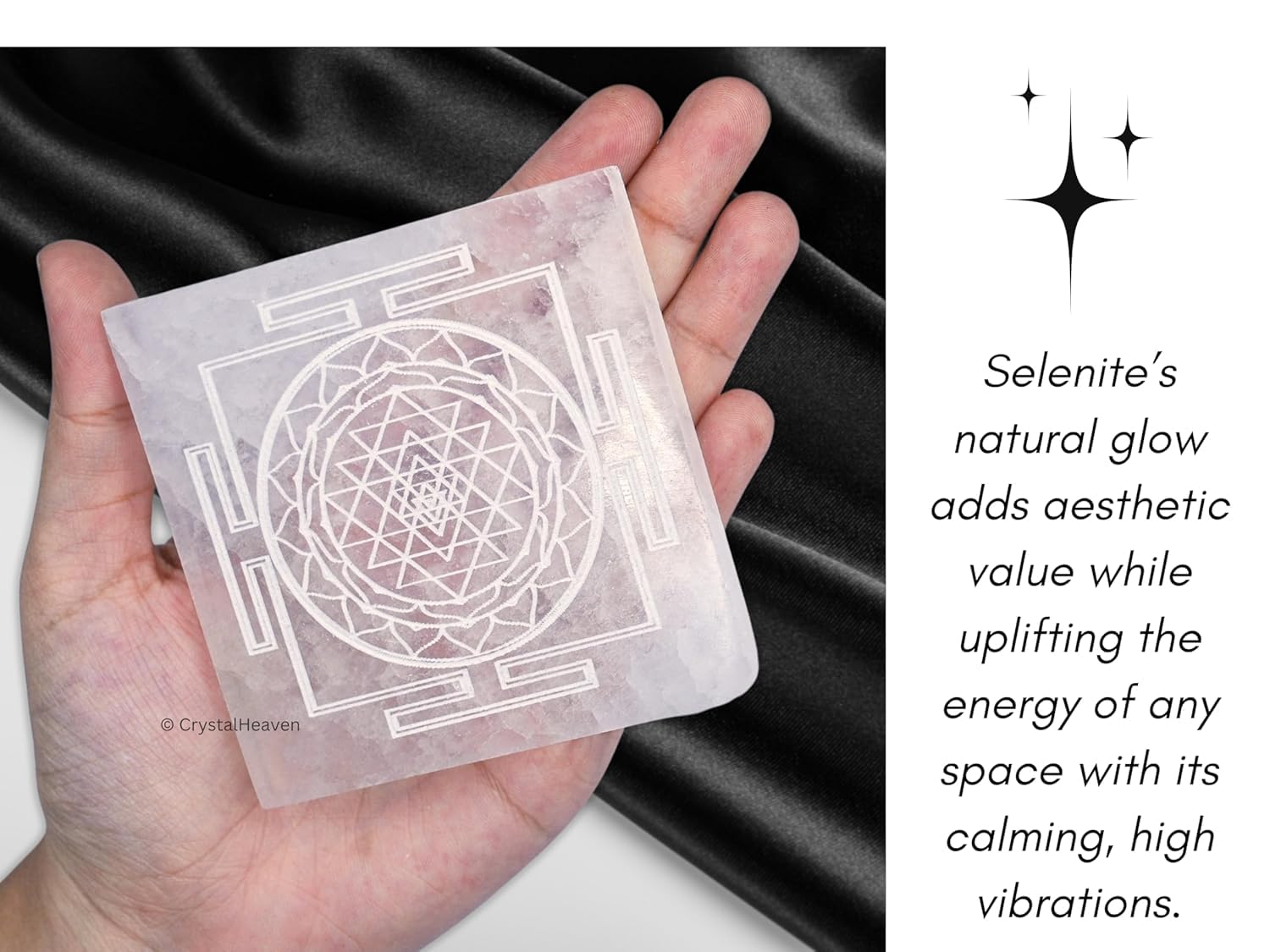 braun HOMES Selenite Charging Plate, 3 Inch, Natural Stone, Crystal Cleansing & Meditation Plate - packaging (35)