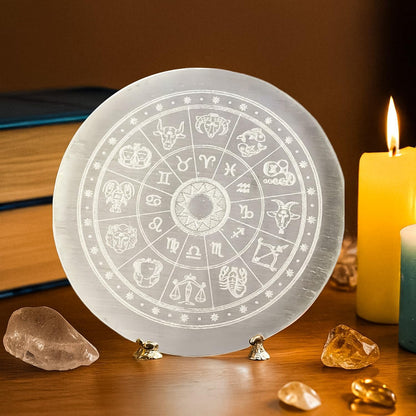 braun HOMES Selenite Charging Plate, 3 Inch, Natural Stone, Crystal Cleansing & Meditation Plate (40)