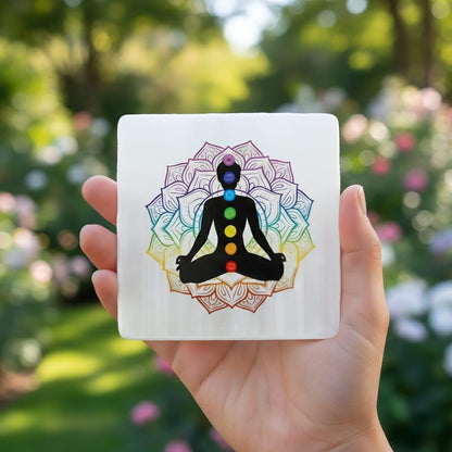 braun HOMES Selenite Charging Plate, 3 Inch, Natural Stone, Crystal Cleansing & Meditation Plate - label detail