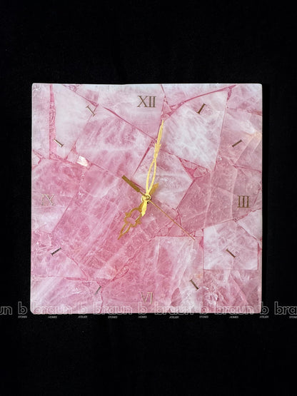 braun HOMES Square Wall Clock Natural Quartz Stone 10 Inch Art Deco - front view