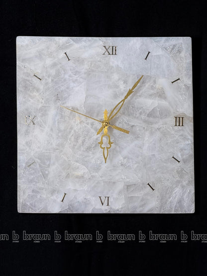 braun HOMES Square Wall Clock Natural Quartz Stone 10 Inch Art Deco - back view