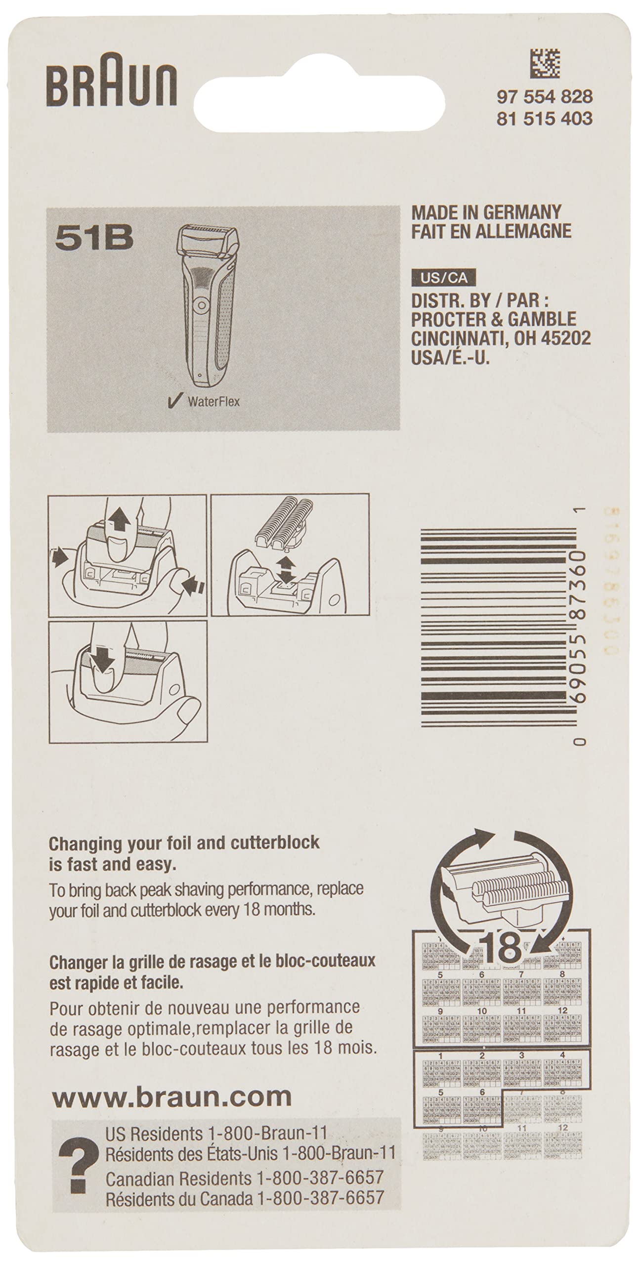 Braun HT3010WH Series 5 51B Replacement Head for Electric Shaver - front view