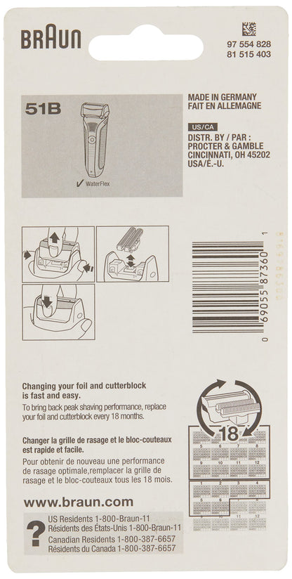 Braun HT3010WH Series 5 51B Replacement Head for Electric Shaver - front view