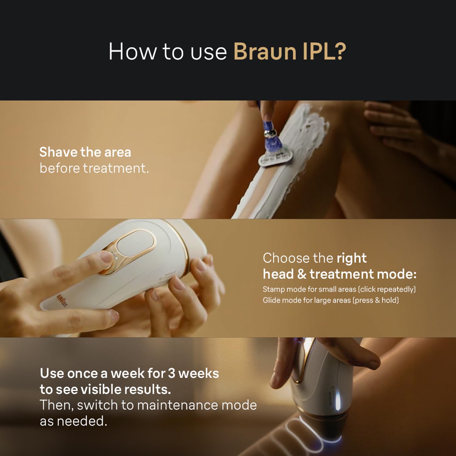 Braun IPL 5152 Women's Hair Removal System, Head-to-Toe, with Razor - size and scale