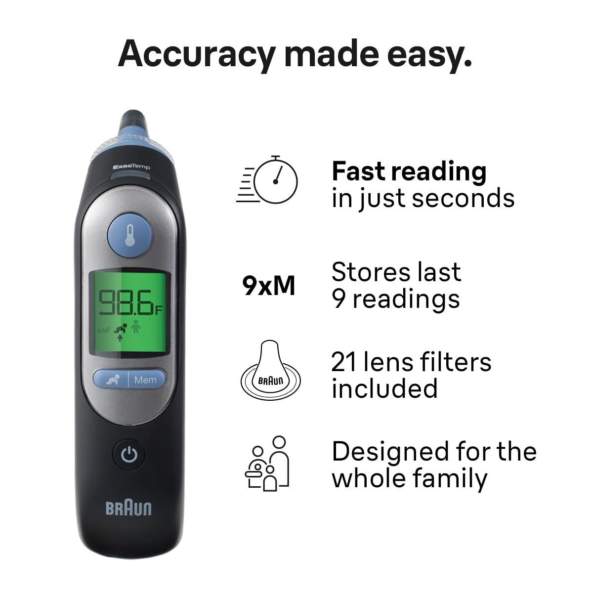 Braun IRT6520 Thermoscan 7 Infrared Thermometer (White) - Adult Thermometer - label detail