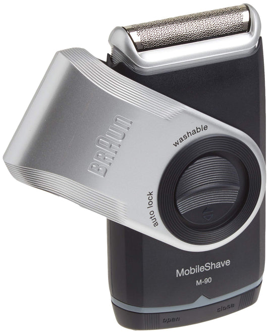 Braun M90 Mobile Shaver, Silver, Compact Battery-Powered Electric Shaver for Men