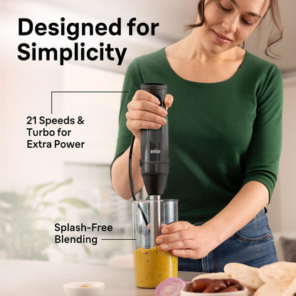 Braun MQ50001M Vario Hand Blender, 21-Speed Immersion Blender with PowerBell VPlus, 500W, Stainless Steel Blades - back view