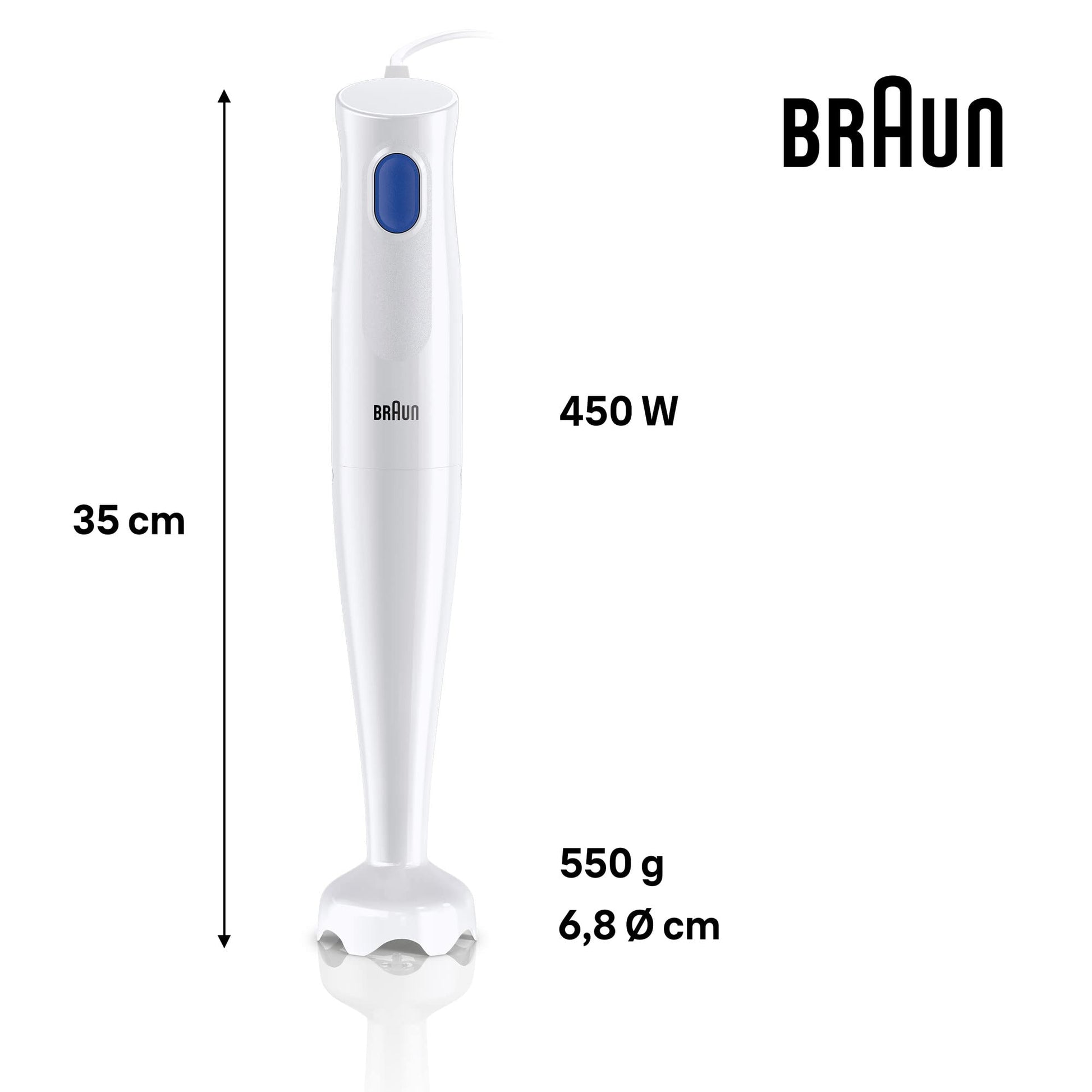 Braun MultiQuick 1 Hand Blender 450W Stainless Steel White Made in Europe EasyTwist Technology - close-up detail
