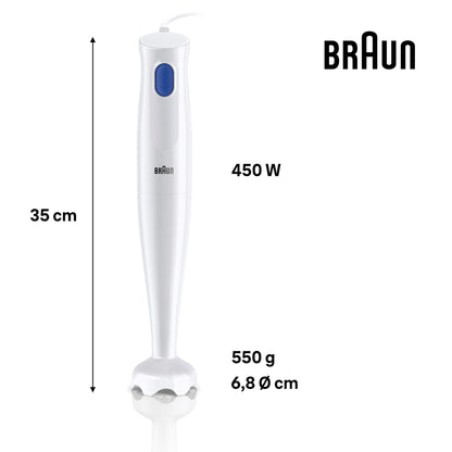 Braun MultiQuick 1 Hand Blender 450W Stainless Steel White Made in Europe EasyTwist Technology - close-up detail