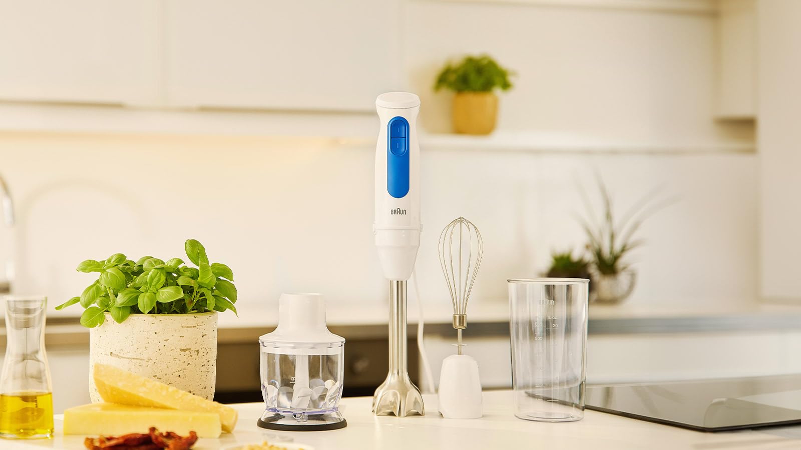 Braun MultiQuick 3 Hand Blender, 900W, White, 4-in-1 with PowerBell Technology, MQ30202M - back view