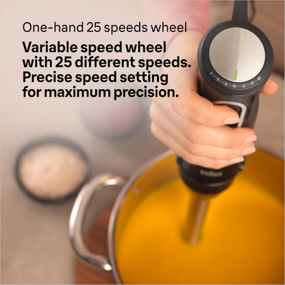 Braun MultiQuick 5 Hand Blender, 1000W, PowerBell Plus Technology, 21 Speed with Turbo, Includes Chopper and Whisk - ingredie