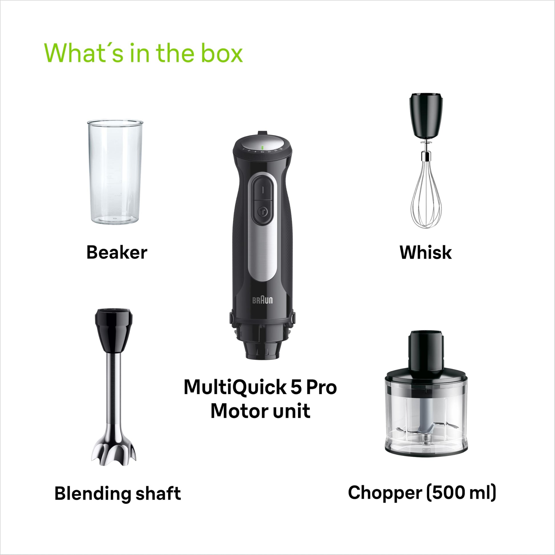Braun MultiQuick 5 Hand Blender, 1000W, PowerBell Plus Technology, 21 Speed with Turbo, Includes Chopper and Whisk - close-up