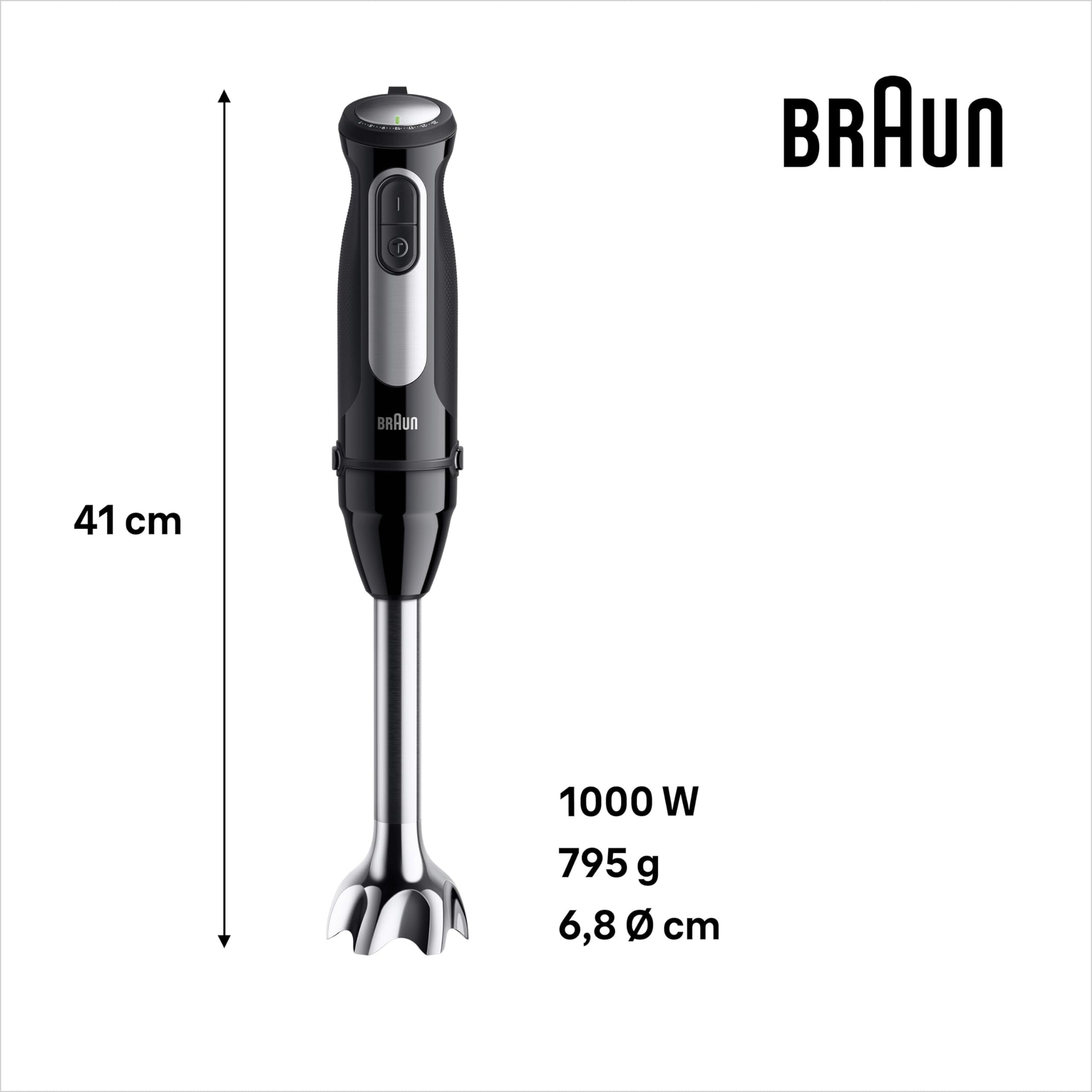 Braun MultiQuick 5 Hand Blender, 1000W, PowerBell Plus Technology, 21 Speed with Turbo, Includes Chopper and Whisk - back vie