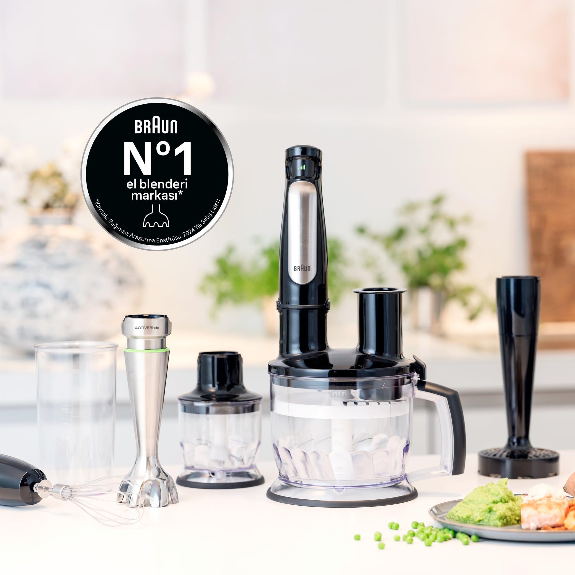 Braun MultiQuick 7 MQ7045X Hand Blender, 1000W, with 1.25L Blender, Chopper, Whisk, Beaker - label detail