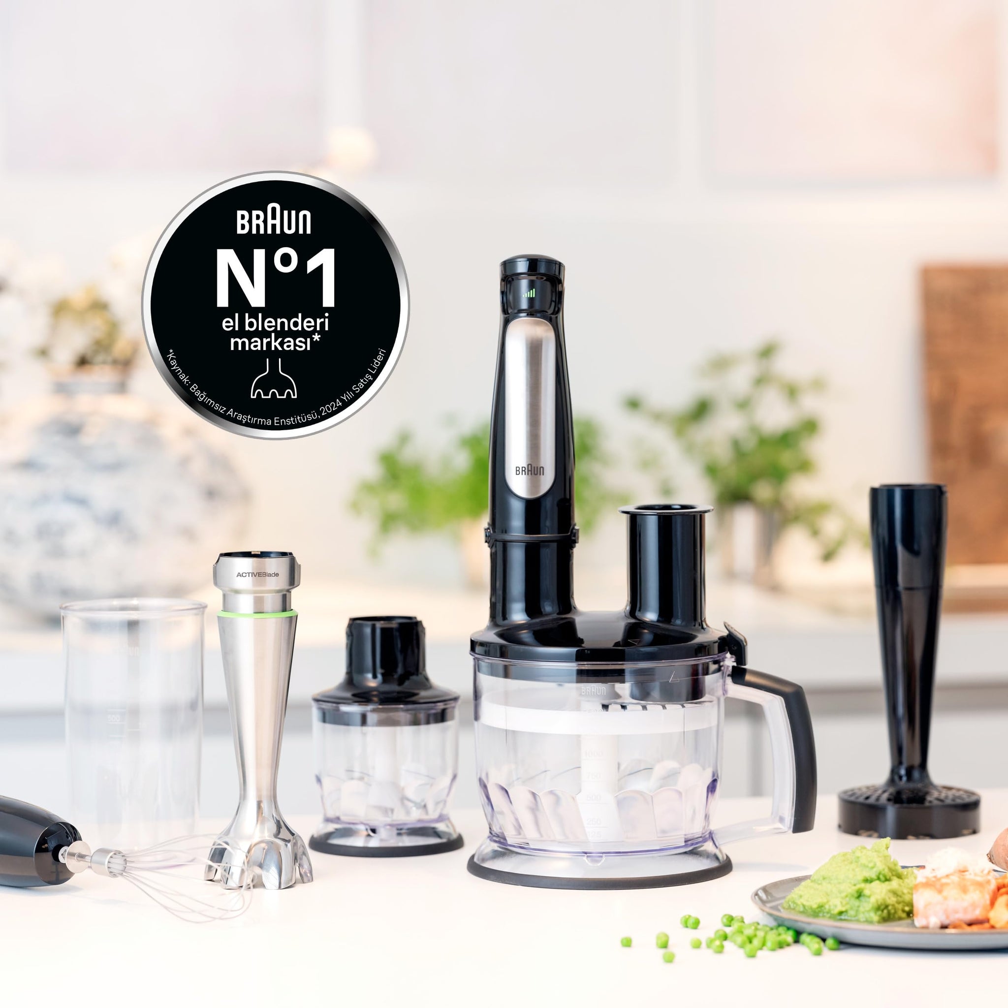 Braun MultiQuick 7 MQ7045X Hand Blender, 1000W, with 1.25L Blender, Chopper, Whisk, Beaker - label detail