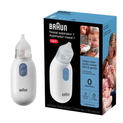 Braun Nasal Aspirator, Electric Nose Suction for Infants and Toddlers, with Two Adjustable Tips and Two Suction Levels
