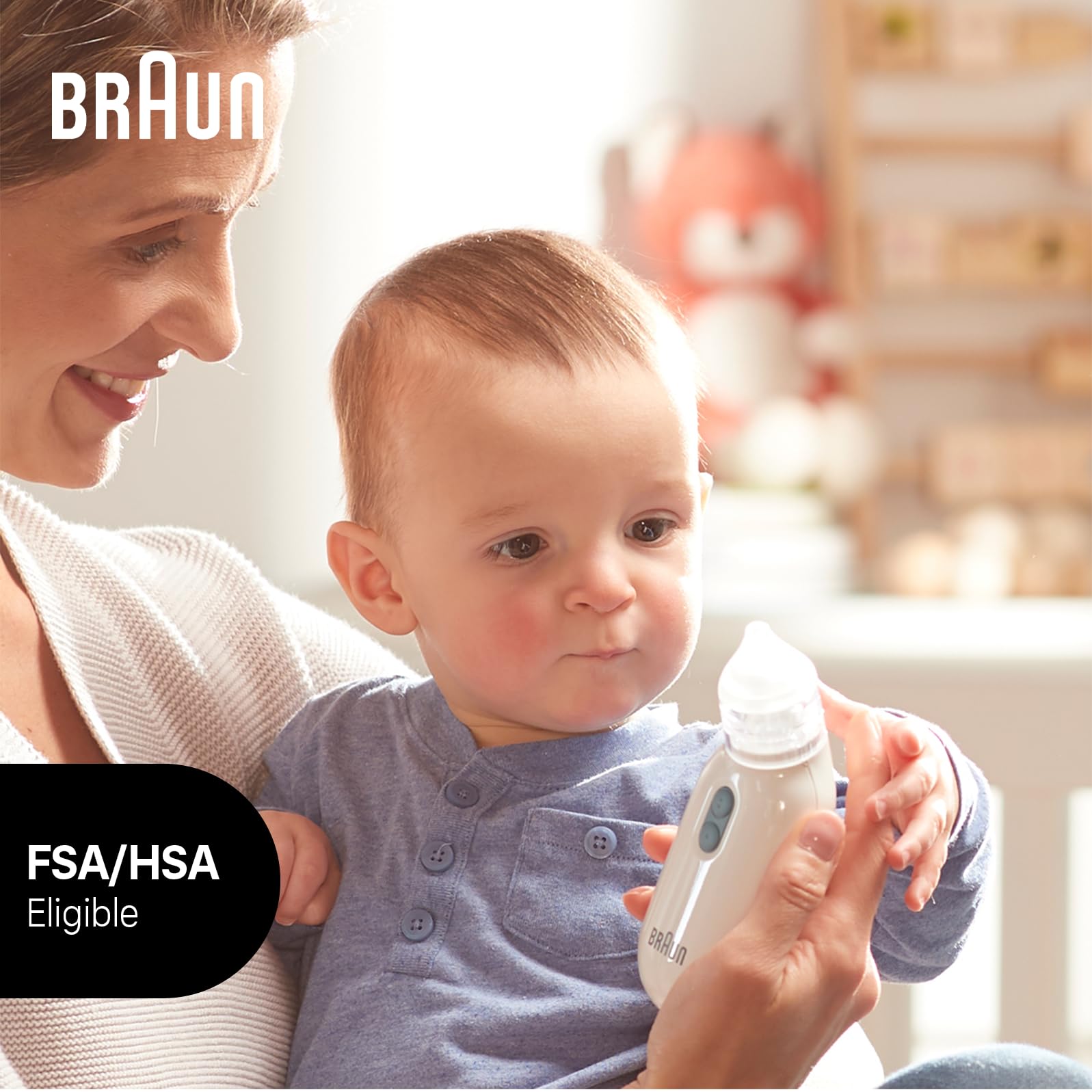 Braun Nasal Aspirator, Electric Nose Suction for Infants and Toddlers, with Two Adjustable Tips and Two Suction Levels - pack