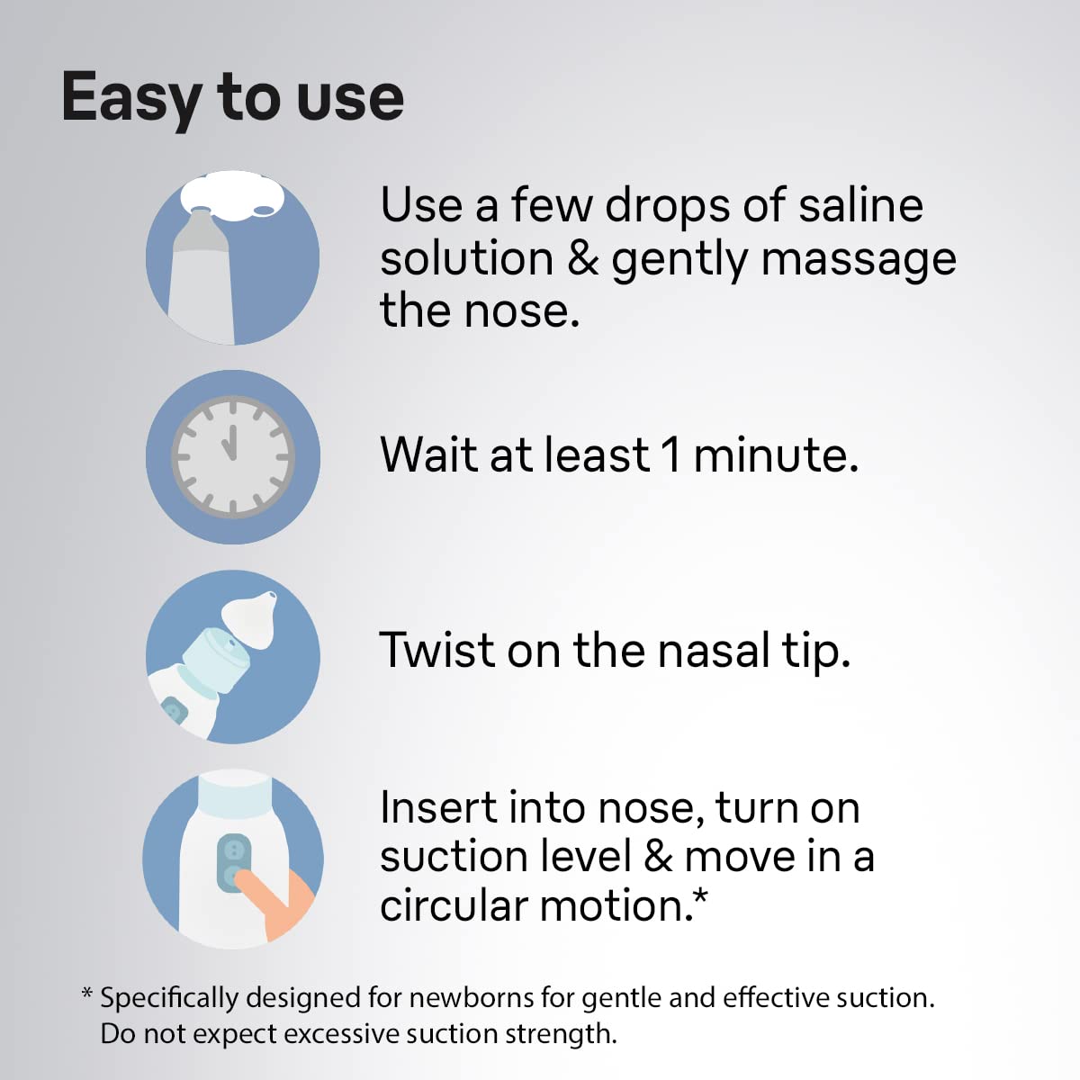 Braun Nasal Aspirator, Electric Nose Suction for Infants and Toddlers, with Two Adjustable Tips and Two Suction Levels - labe
