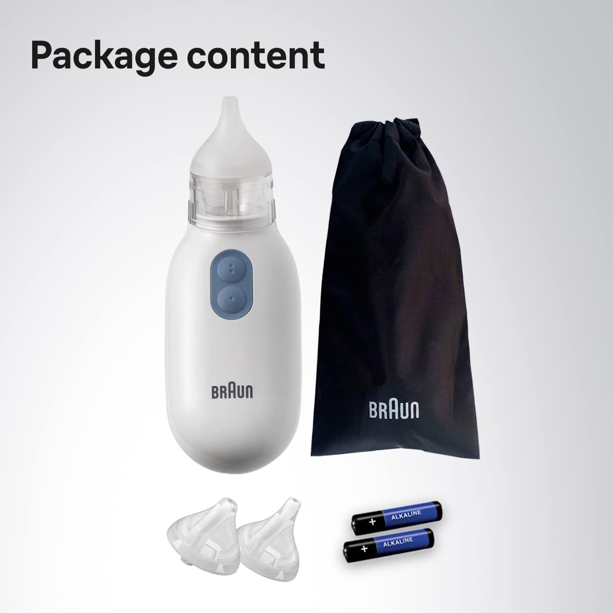 Braun Nasal Aspirator, Electric Nose Suction for Infants and Toddlers, with Two Adjustable Tips and Two Suction Levels - clos