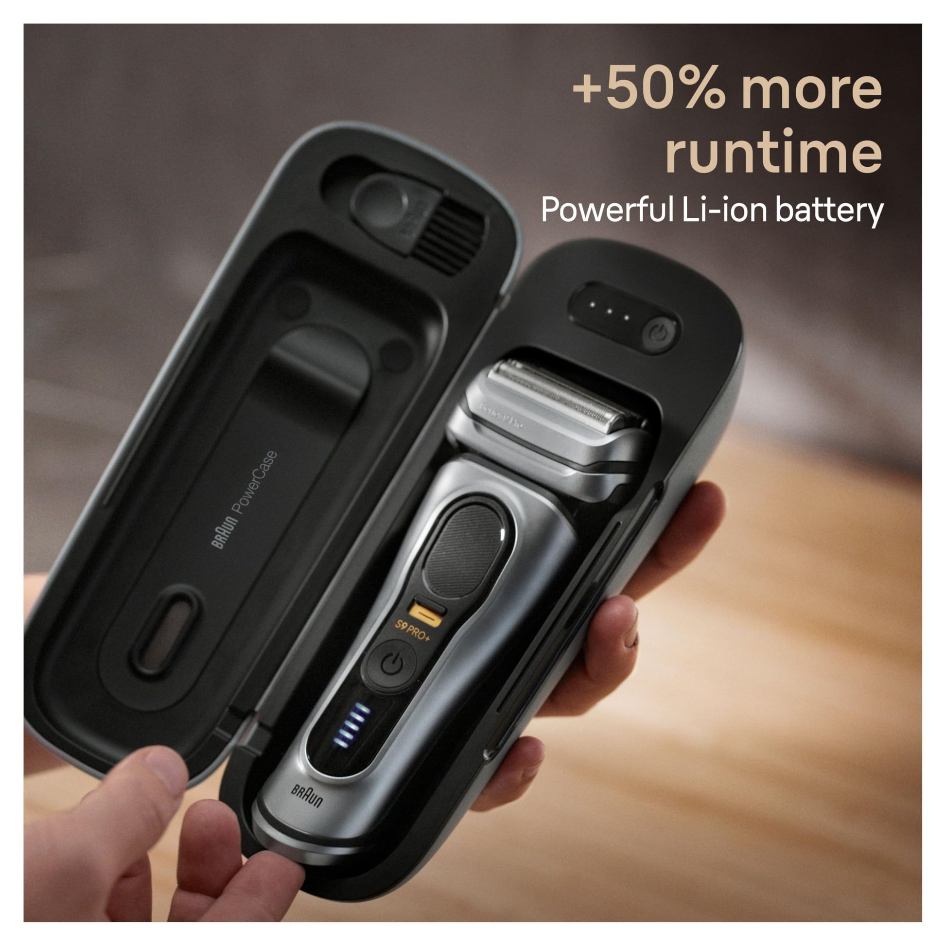 Braun Powercase for Electric Shavers, Portable Charging Case, Compatible with Series 9 Pro, Series 9, Series 8 - back view