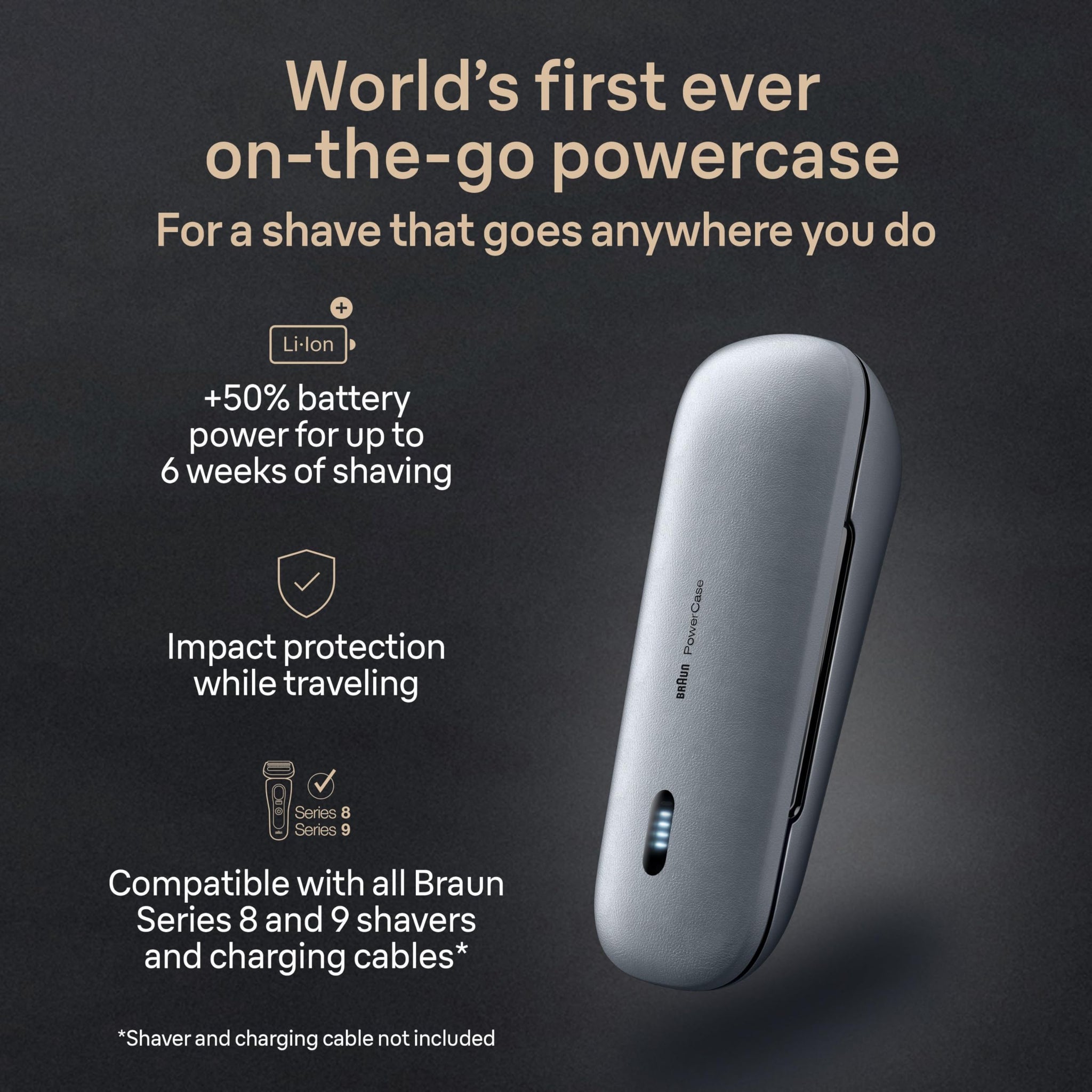 Braun Powercase for Electric Shavers, Portable Charging Case, Compatible with Series 9 Pro, Series 9, Series 8 - label detail