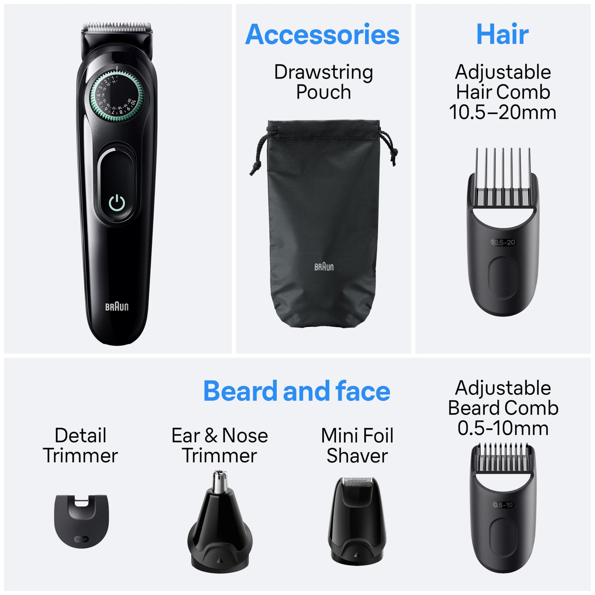 Braun Series 3 3470 All-In-One Style Kit, 7-in-1 Battery Powered Trimmer for Men, Beard Trimmer, Ear & Nose Trimmer, Hair Cli