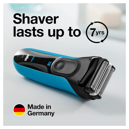 Braun Series 3 Proskin 3040S Wet & Dry Rechargeable Electric Foil Shaver for Men - size and scale