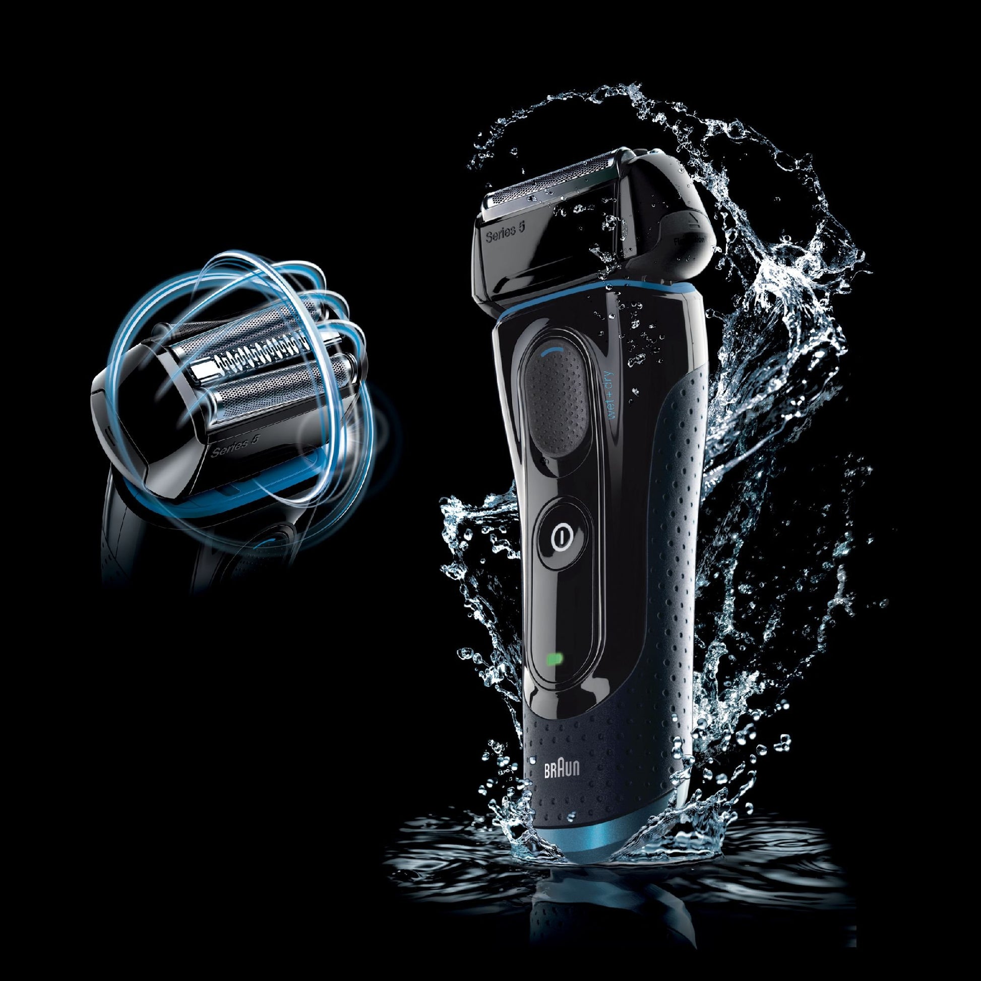 Braun Series-5 5040S Wet and Dry Electric Shaver, Men's Foil Shaver with FlexMotionTec - back view