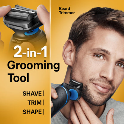 Braun Series 5 5120s Electric Shaver for Men - Wet & Dry Foil Shaver with Turbo Mode and Beard Trimmer - 7-Piece Set, Blue - 