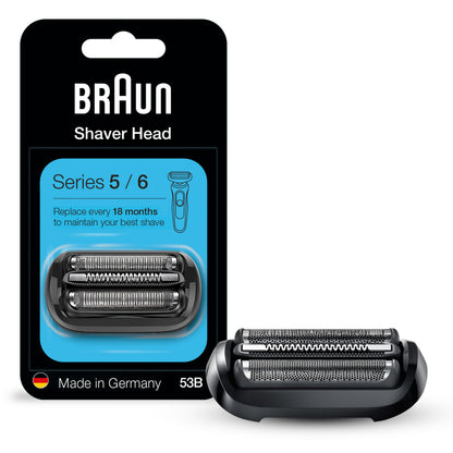 Braun Series 5 53b Electric Shaver Head - Replacement for Series 5 and Series 6 (New Generation), Black, 1 Pack