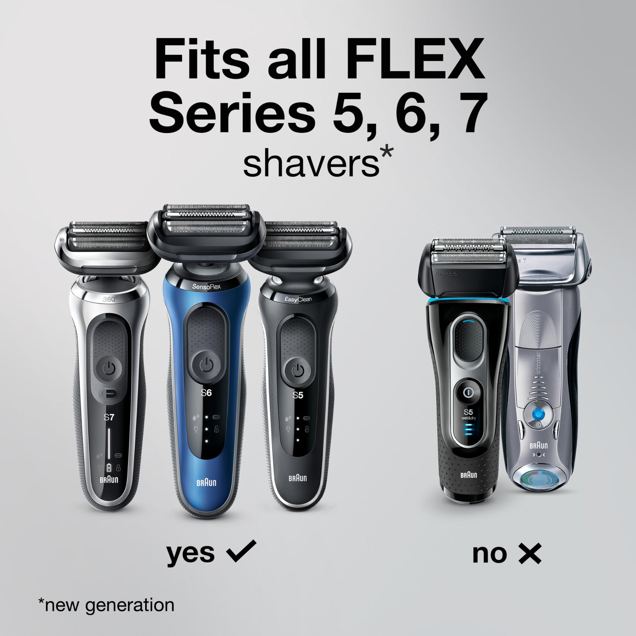 Braun Series 5 53b Electric Shaver Head - Replacement for Series 5 and Series 6 (New Generation), Black, 1 Pack - front view