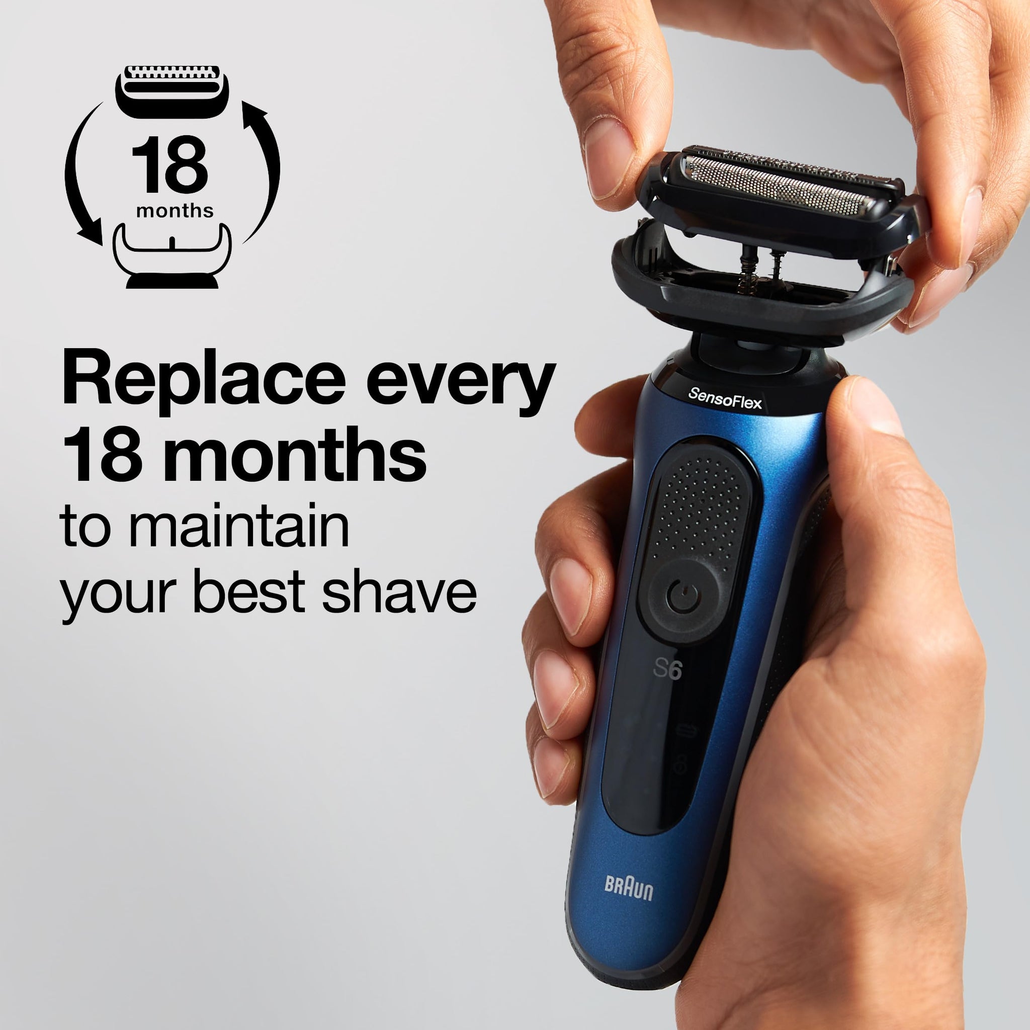 Braun Series 5 53b Electric Shaver Head - Replacement for Series 5 and Series 6 (New Generation), Black, 1 Pack - back view