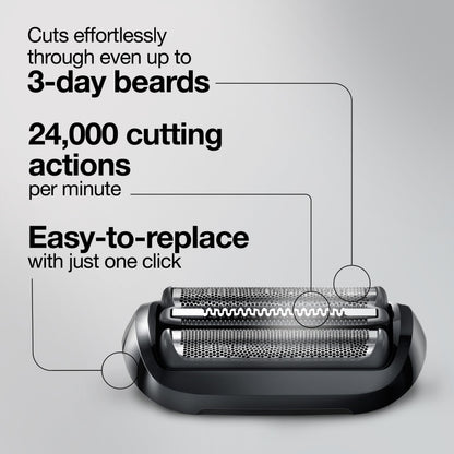 Braun Series 5 53b Electric Shaver Head - Replacement for Series 5 and Series 6 (New Generation), Black, 1 Pack - packaging