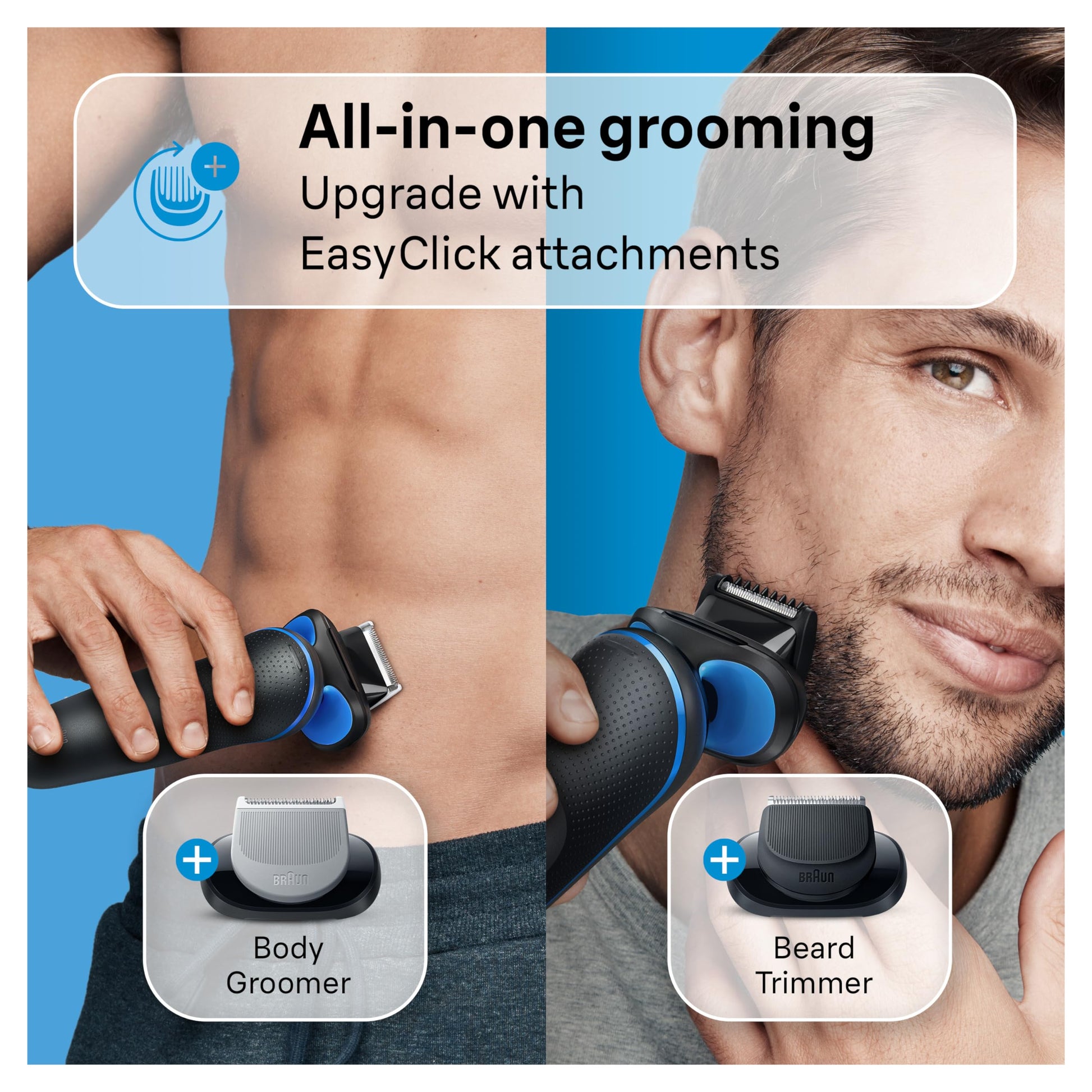 Braun Series 5 Electric Shaver, Foil Shaver with Senso Flex and Auto Sense, Wet/Dry, 50 Min Runtime - in use