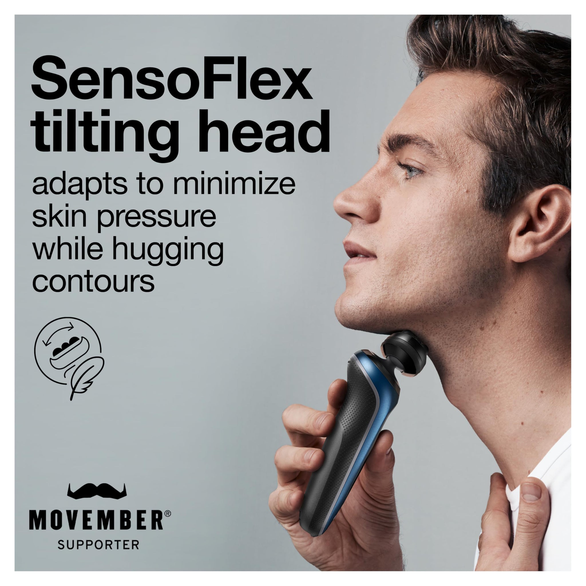 Braun Series 6 6040cs Electric Shaver, Foil Shaver, Wet & Dry, with Charging Stand, Precision Trimmer, Blue - front view
