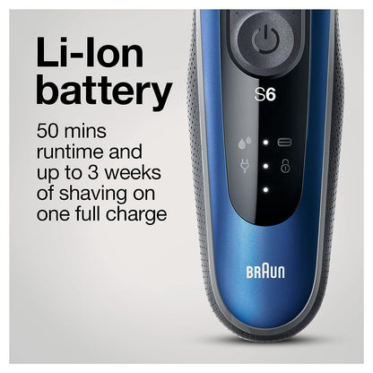 Braun Series 6 6040cs Electric Shaver, Foil Shaver, Wet & Dry, with Charging Stand, Precision Trimmer, Blue - close-up detail