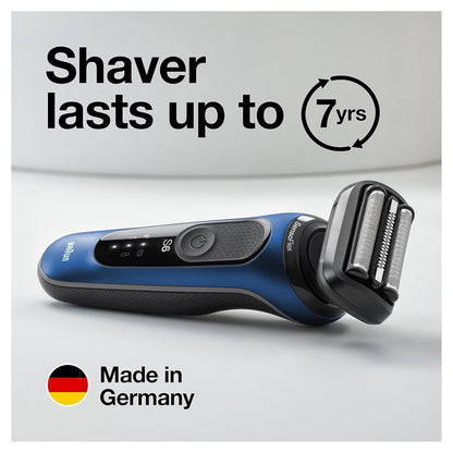 Braun Series 6 6040cs Electric Shaver, Foil Shaver, Wet & Dry, with Charging Stand, Precision Trimmer, Blue - size and scale