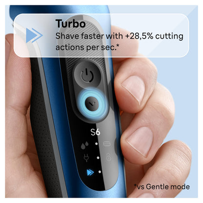 Braun Series 6 6120s Electric Foil Shaver, Wet & Dry, Gentle & Turbo Modes, with Precision Trimmer, Blue - packaging