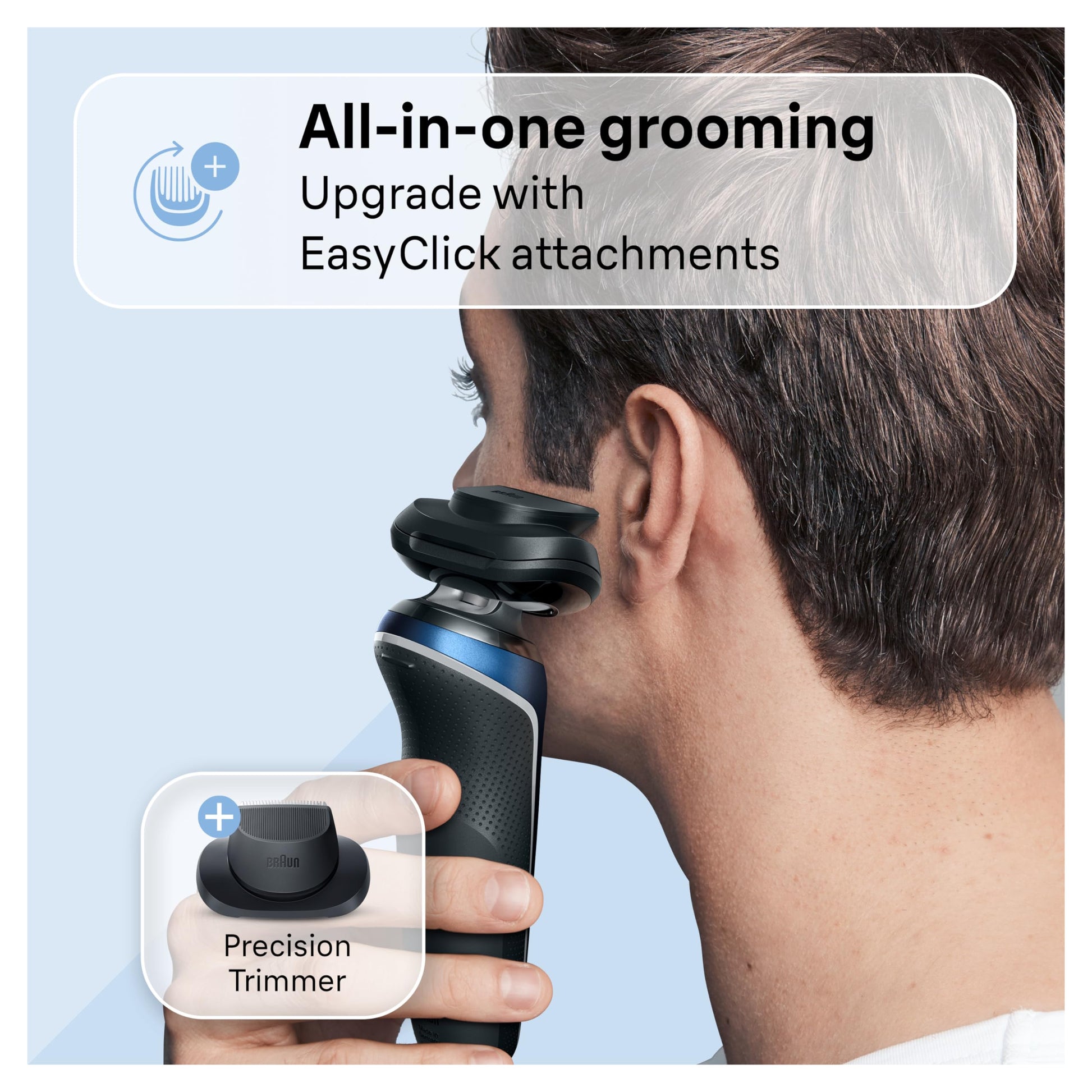 Braun Series 6 6120s Electric Foil Shaver, Wet & Dry, Gentle & Turbo Modes, with Precision Trimmer, Blue - label detail