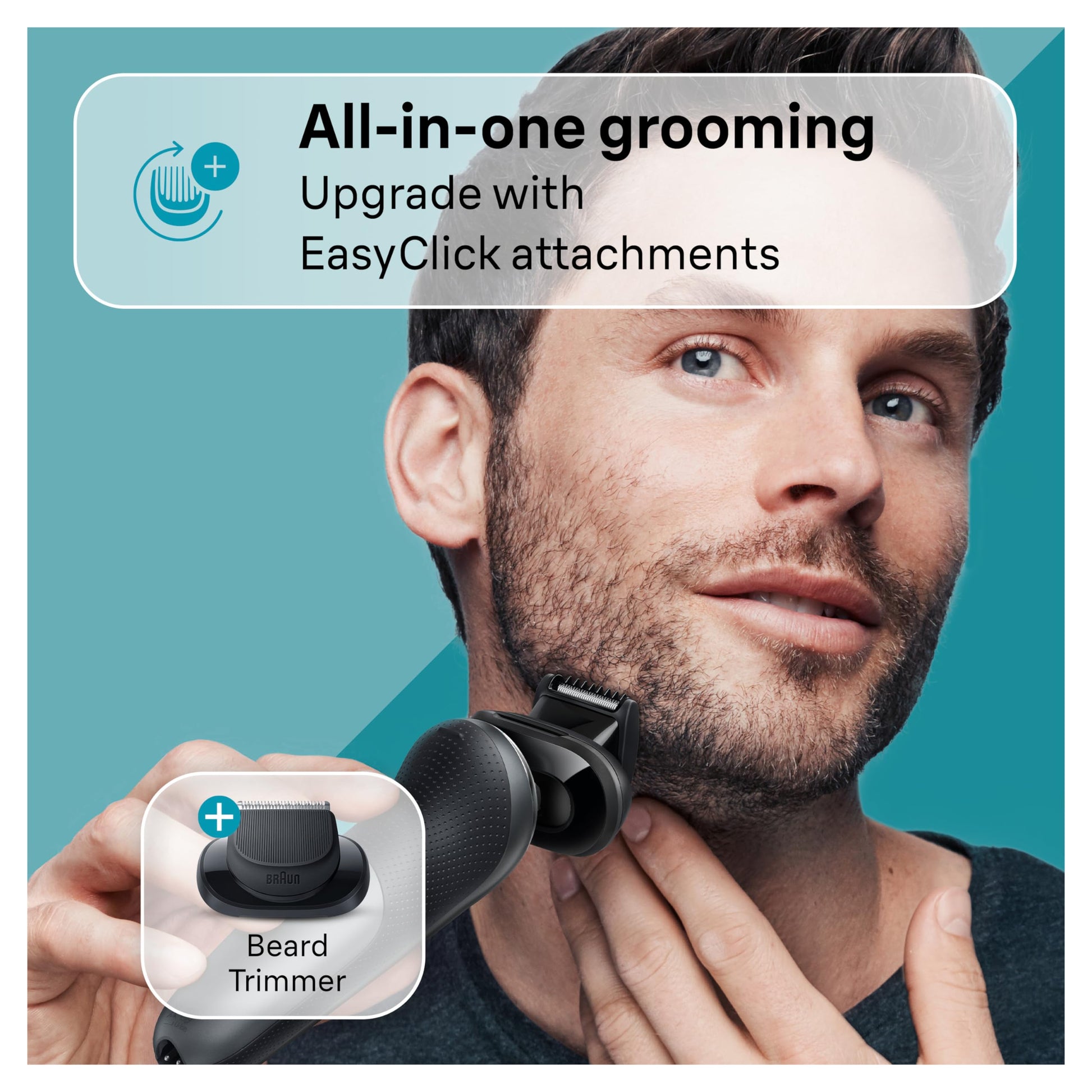 Braun Series 7 7127cs Electric Shaver for Men, Wet & Dry Foil Shaver with Beard Trimmer and Charging Stand, Space Grey, 4 Pie